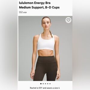 Lululemon Energy Bra White Size 2